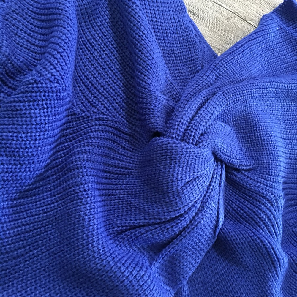 5🌟Sunny Day Sexy Blue Long Sleeve Cozy Sweater - Picture 5 of 6